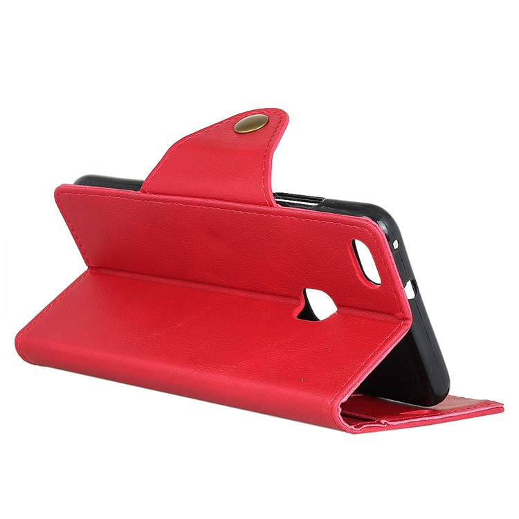 Textured PU Leather Wallet Phone Accessory Case with Stand for Huawei P10 Lite - Red-4