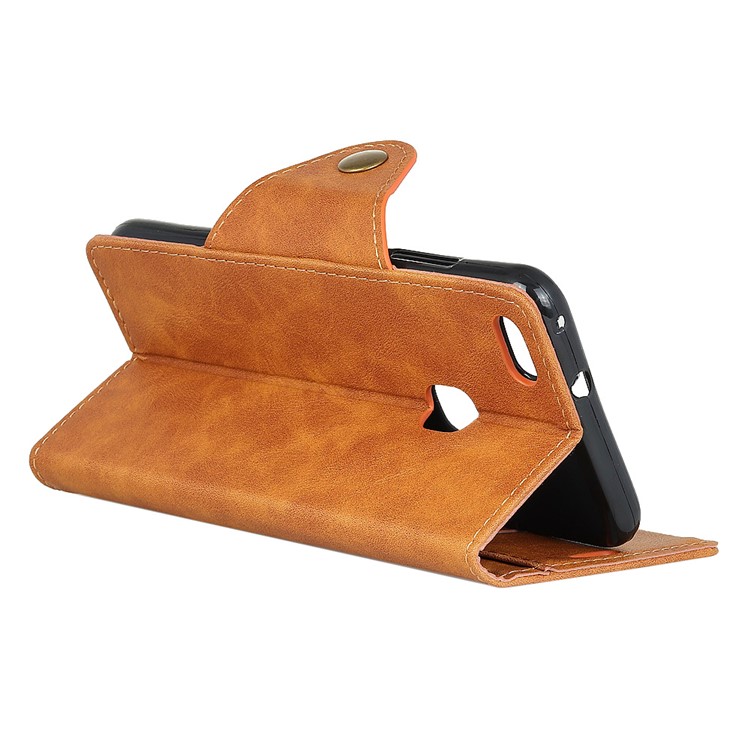 Textured PU Leather Wallet Mobile Shell with Stand for Huawei P10 Lite - Brown-4