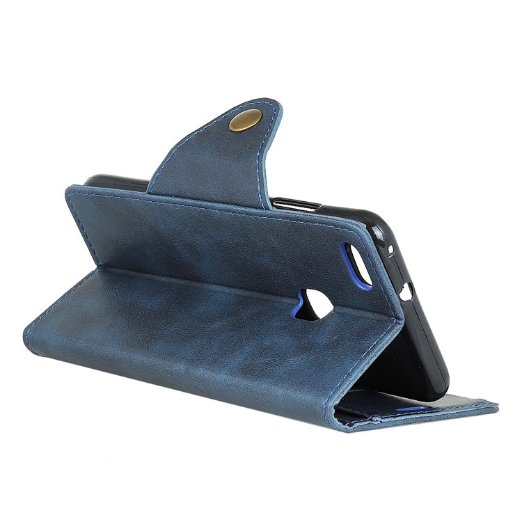 Textured PU Leather Wallet Cellphone Cover with Stand for Huawei P10 Lite - Blue-4