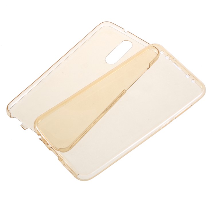 For Huawei Mate 10 Lite/nova 2i/Maimang 6/Honor 9i (India) Clear Touchable Front and Back TPU All-wrapped Case - Gold-1
