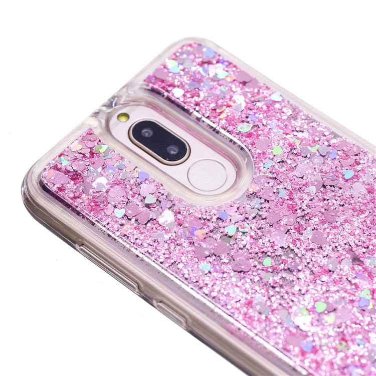 Glitter Floating Quicksand Mirror Surface TPU Mobile Casing for Huawei Mate 10 Lite / Maimang 6 - Pink-6