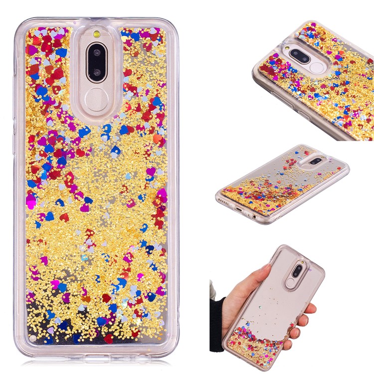 Glitter Floating Quicksand Mirror Surface TPU Phone Shell for Huawei Mate 10 Lite / Honor 9i (India) - Gold-1
