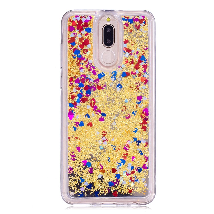 Glitter Floating Quicksand Mirror Surface TPU Phone Shell for Huawei Mate 10 Lite / Honor 9i (India) - Gold-2