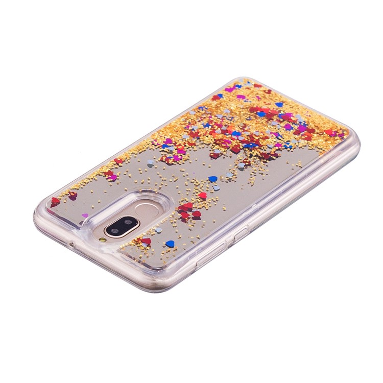 Glitter Floating Quicksand Mirror Surface TPU Phone Shell for Huawei Mate 10 Lite / Honor 9i (India) - Gold-4
