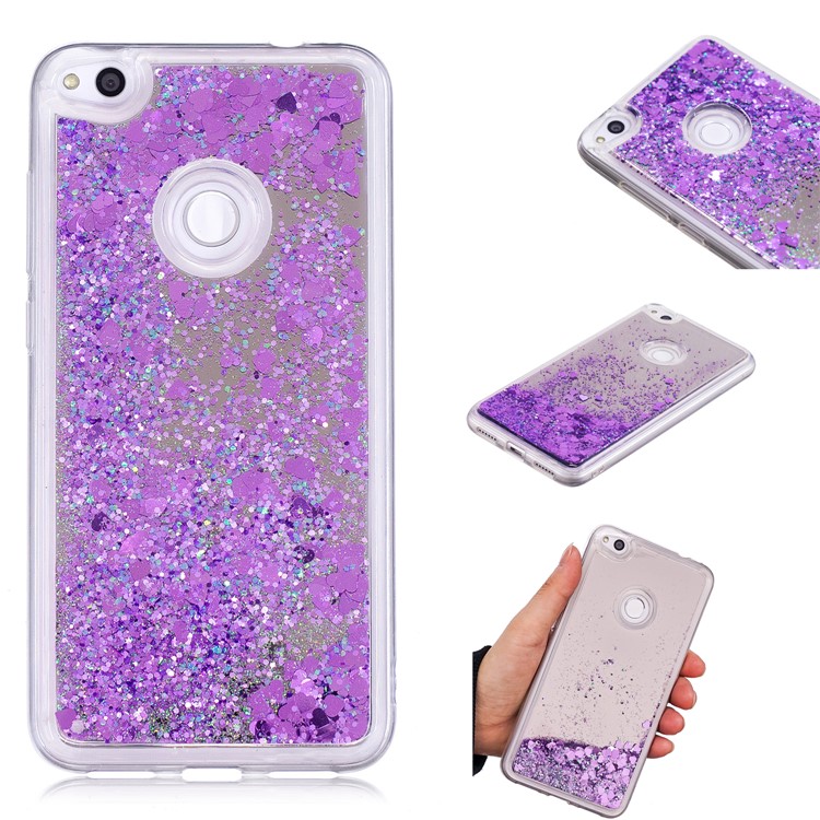 Dynamic Glitter Sequins Liquid Case Mirror Surface TPU Phone Case for Huawei P8 Lite (2017)/Honor 8 Lite - Purple-1