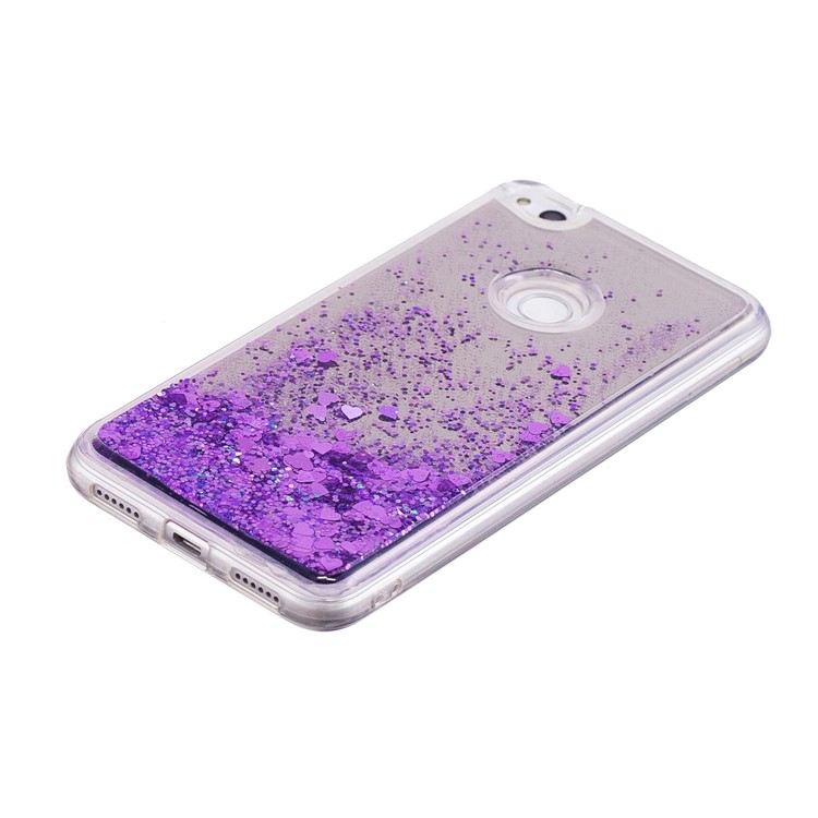 Dynamic Glitter Sequins Liquid Case Mirror Surface TPU Phone Case for Huawei P8 Lite (2017)/Honor 8 Lite - Purple-3