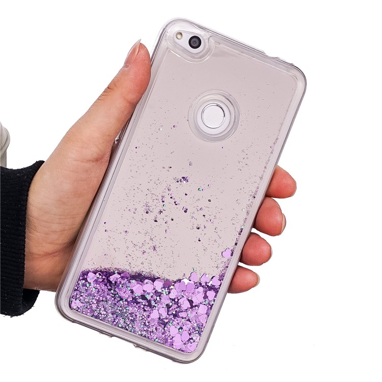 Dynamic Glitter Sequins Liquid Case Mirror Surface TPU Phone Case for Huawei P8 Lite (2017)/Honor 8 Lite - Purple-5