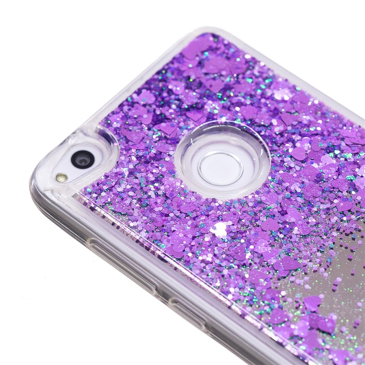 Dynamic Glitter Sequins Liquid Case Mirror Surface TPU Phone Case for Huawei P8 Lite (2017)/Honor 8 Lite - Purple-6