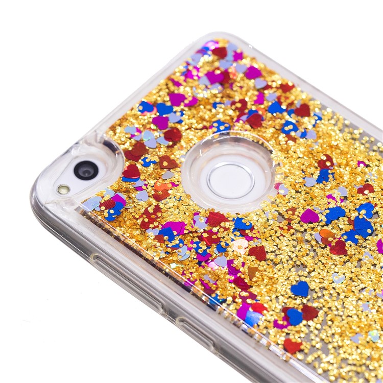 Dynamic Glitter Sequins Liquid Case Mirror Surface TPU Phone Cover for Huawei P8 Lite (2017)/Honor 8 Lite - Gold-2