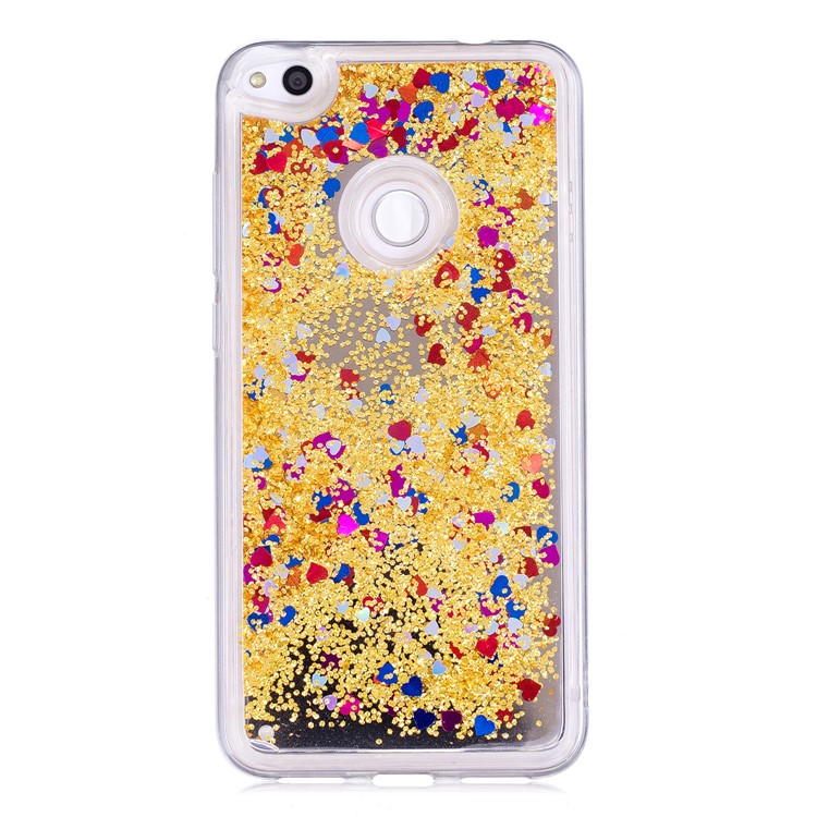 Dynamic Glitter Sequins Liquid Case Mirror Surface TPU Phone Cover for Huawei P8 Lite (2017)/Honor 8 Lite - Gold-3