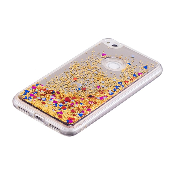 Dynamic Glitter Sequins Liquid Case Mirror Surface TPU Phone Cover for Huawei P8 Lite (2017)/Honor 8 Lite - Gold-4