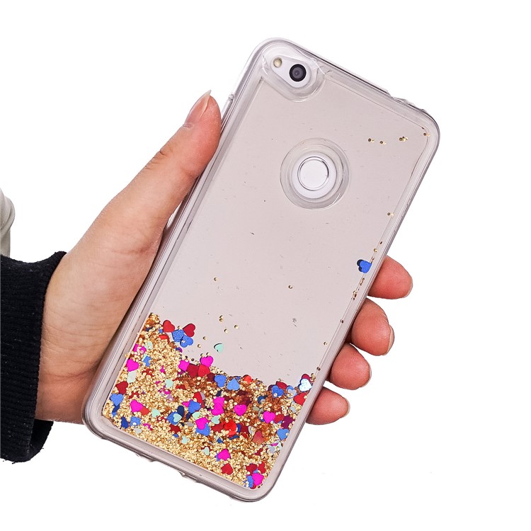 Dynamic Glitter Sequins Liquid Case Mirror Surface TPU Phone Cover for Huawei P8 Lite (2017)/Honor 8 Lite - Gold-6
