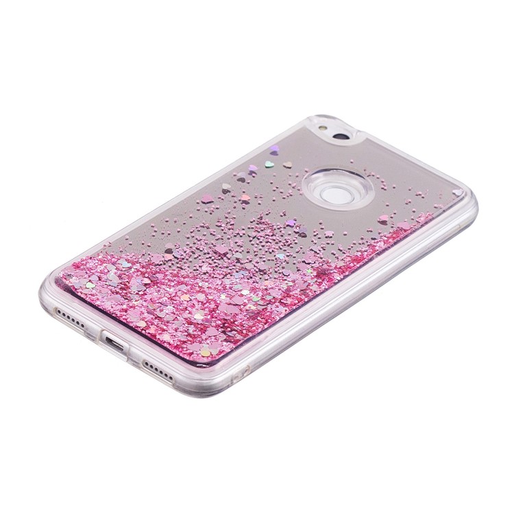 Dynamic Glitter Sequins Liquid Case Mirror Surface TPU Phone Shell for Huawei P8 Lite (2017)/Honor 8 Lite - Pink-3