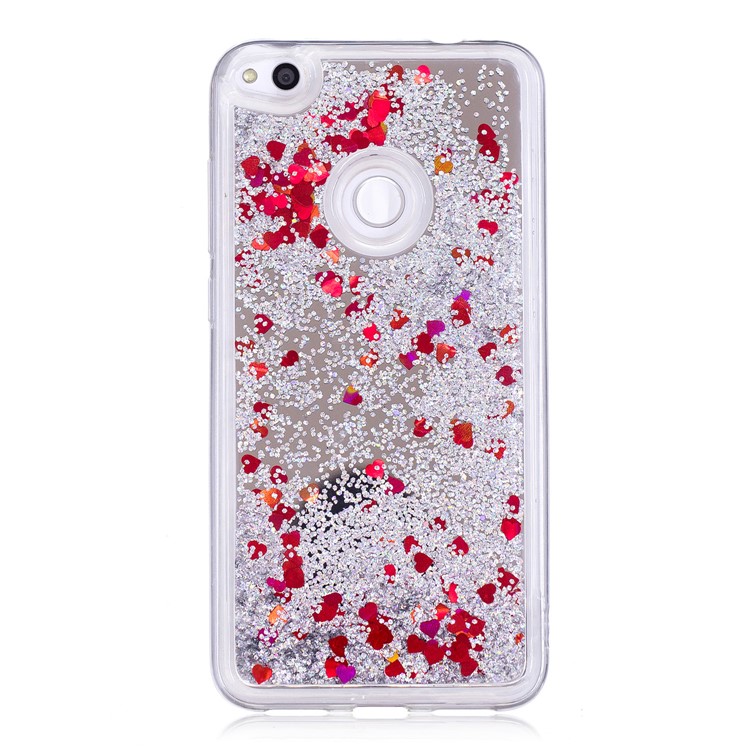 Dynamic Glitter Sequins Liquid Case Mirror Surface TPU Phone Casing for Huawei P8 Lite (2017)/Honor 8 Lite - Silver-2