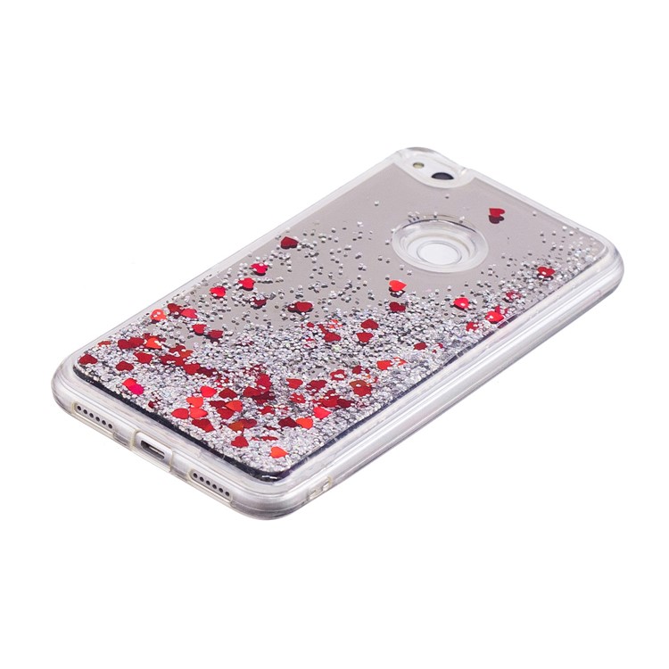 Dynamic Glitter Sequins Liquid Case Mirror Surface TPU Phone Casing for Huawei P8 Lite (2017)/Honor 8 Lite - Silver-3