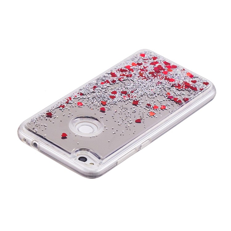 Dynamic Glitter Sequins Liquid Case Mirror Surface TPU Phone Casing for Huawei P8 Lite (2017)/Honor 8 Lite - Silver-4