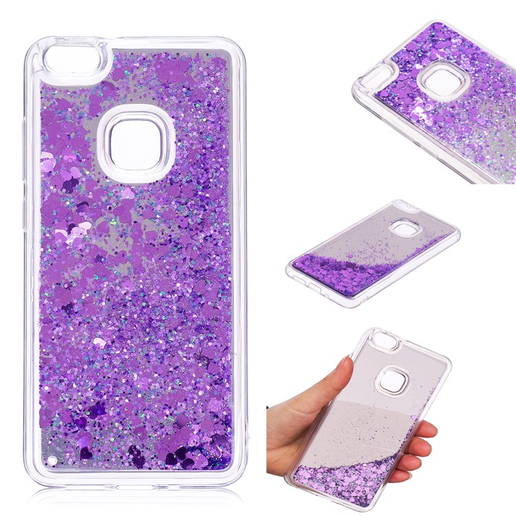 For Huawei P10 Lite Glitter Moving Quicksand Mirror Surface TPU Cell Phone Case - Purple-1