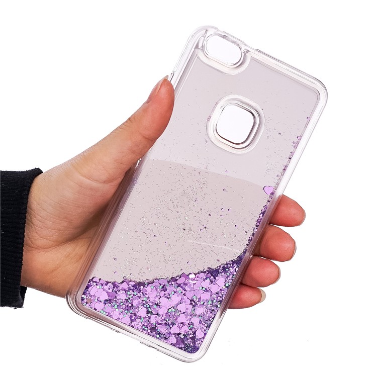 For Huawei P10 Lite Glitter Moving Quicksand Mirror Surface TPU Cell Phone Case - Purple-5