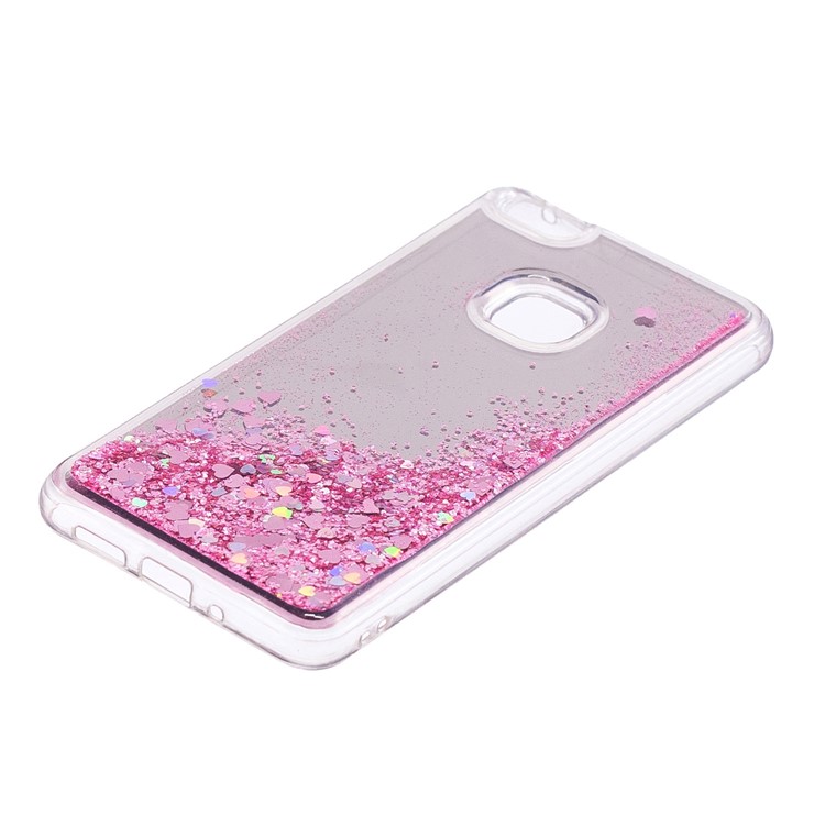 For Huawei P10 Lite Glitter Moving Quicksand Mirror Surface TPU Phone Casing - Pink-3
