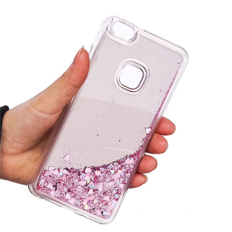 For Huawei P10 Lite Glitter Moving Quicksand Mirror Surface TPU Phone Casing - Pink-5