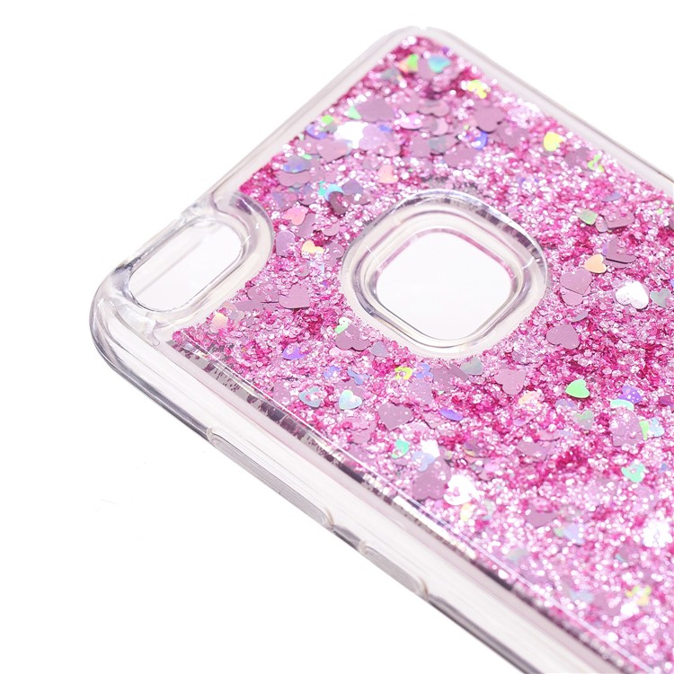 For Huawei P10 Lite Glitter Moving Quicksand Mirror Surface TPU Phone Casing - Pink-6