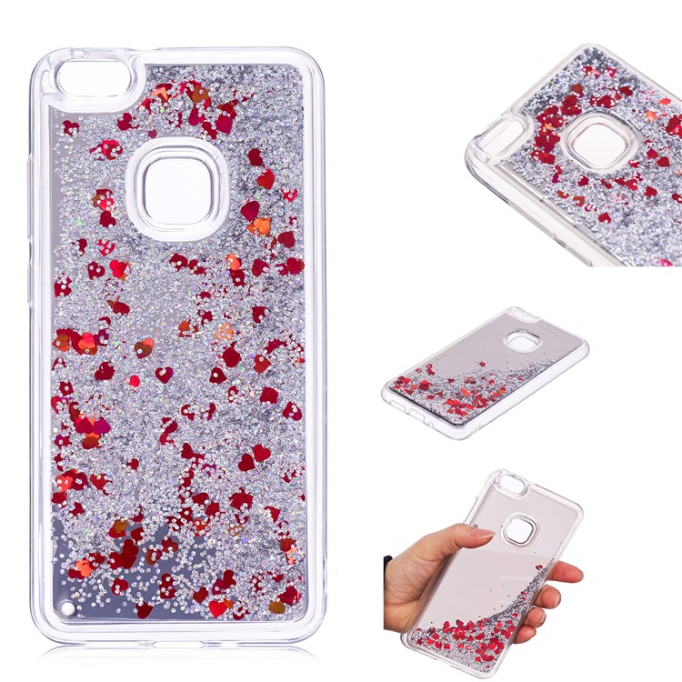 For Huawei P10 Lite Glitter Moving Quicksand Mirror Surface TPU Mobile Cover - Silver-1