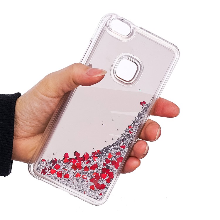 For Huawei P10 Lite Glitter Moving Quicksand Mirror Surface TPU Mobile Cover - Silver-5