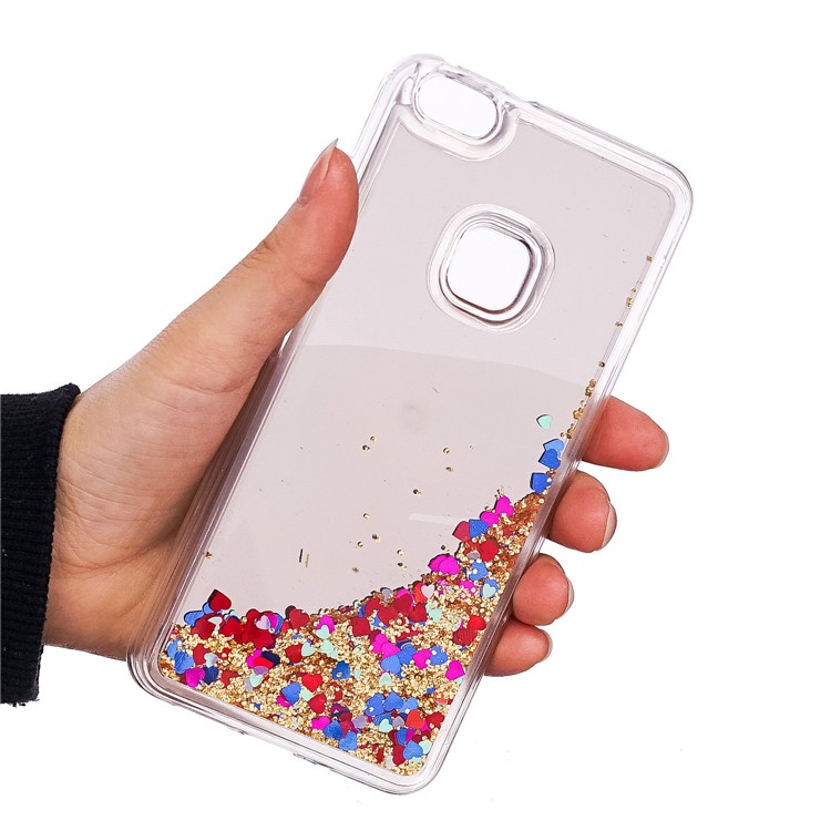 For Huawei P10 Lite Glitter Moving Quicksand Mirror Surface TPU Mobile Cover - Silver-7