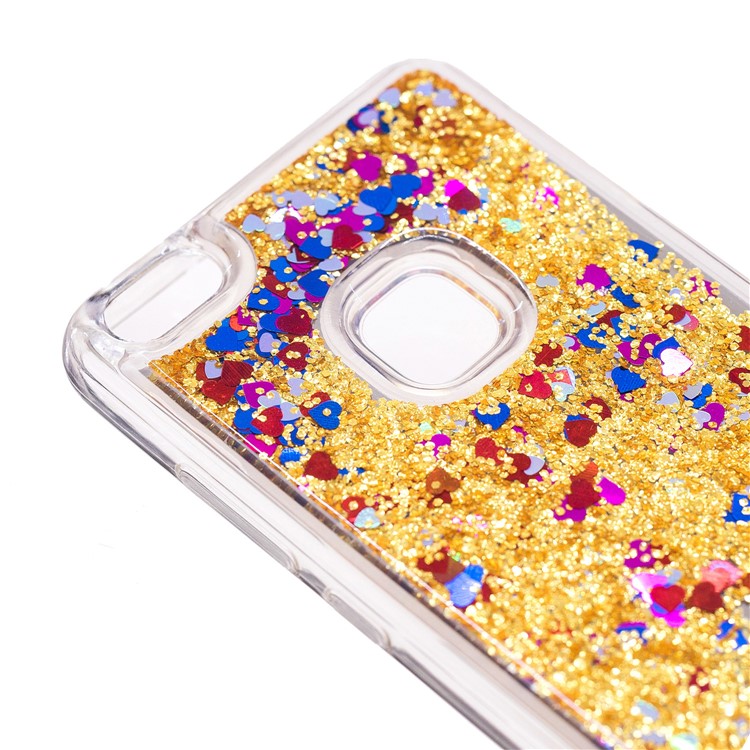 For Huawei P10 Lite Glitter Moving Quicksand Mirror Surface TPU Protector Case - Gold-2