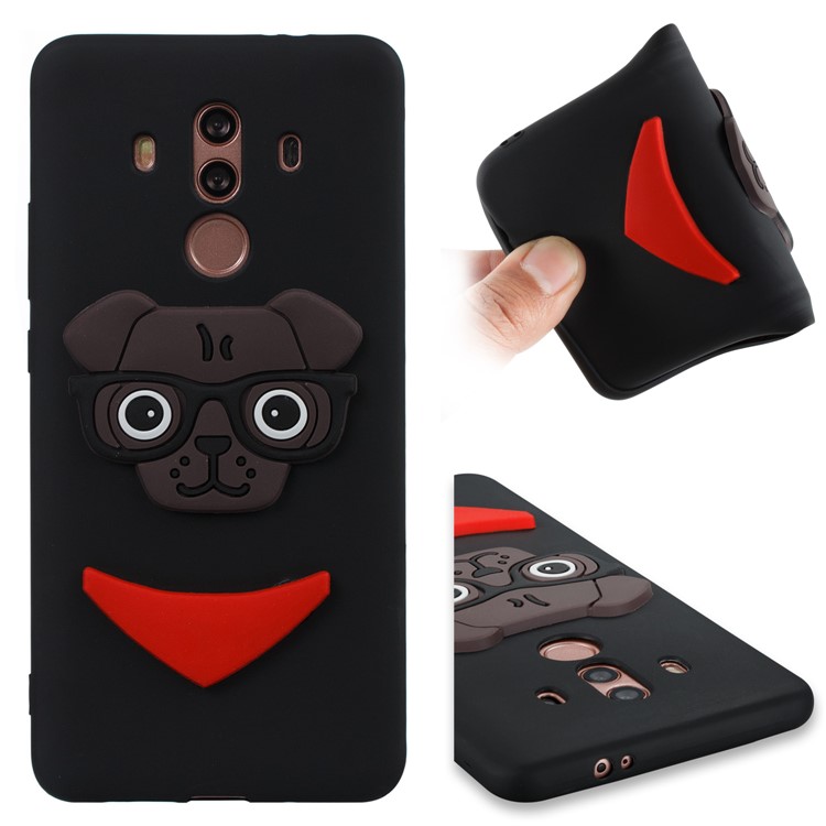 Cute 3D Puppy TPU Soft Phone Case for Huawei Mate 10 Pro - Black-1