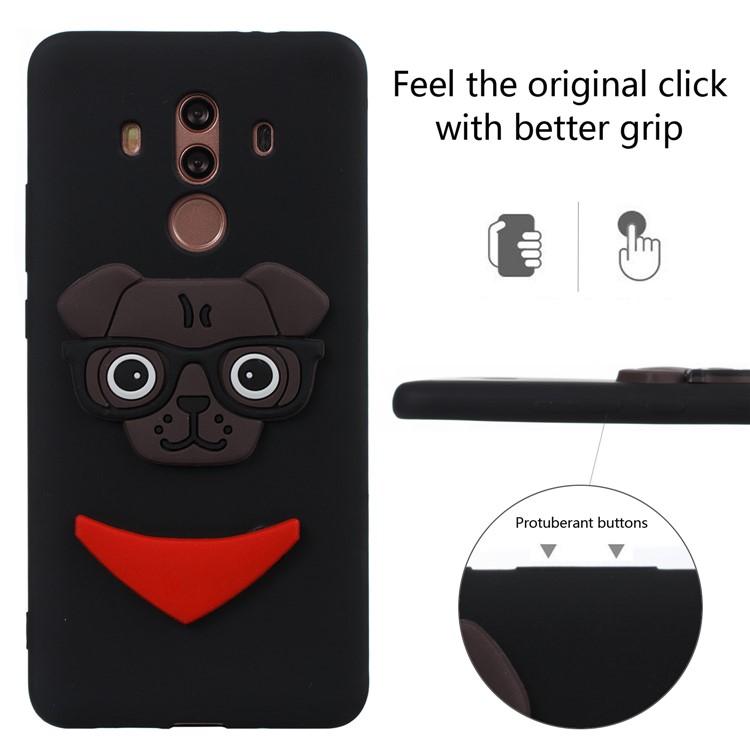 Cute 3D Puppy TPU Soft Phone Case for Huawei Mate 10 Pro - Black-3