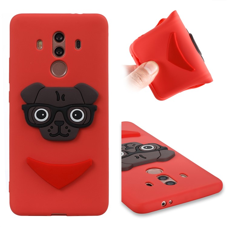 Cute 3D Puppy TPU Soft Phone Shell for Huawei Mate 10 Pro - Red-1