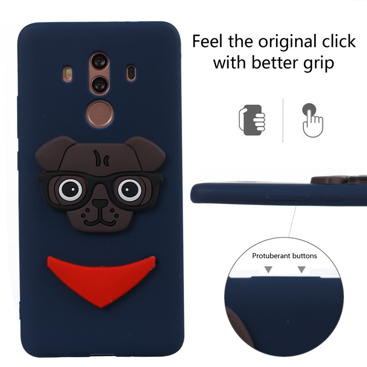 Cute 3D Puppy TPU Soft Cell Phone Case for Huawei Mate 10 Pro - Dark Blue-3