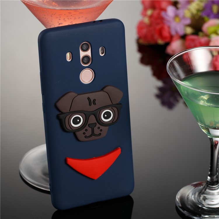 Cute 3D Puppy TPU Soft Cell Phone Case for Huawei Mate 10 Pro - Dark Blue-4