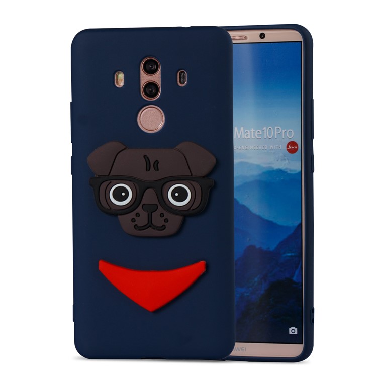 Cute 3D Puppy TPU Soft Cell Phone Case for Huawei Mate 10 Pro - Dark Blue-5