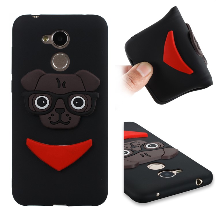 Cute 3D Dog Pattern TPU Back Case for Huawei Honor 6A / 5C pro - Black-1
