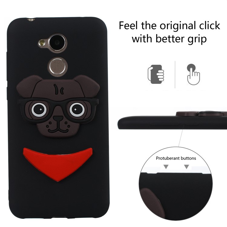 Cute 3D Dog Pattern TPU Back Case for Huawei Honor 6A / 5C pro - Black-3