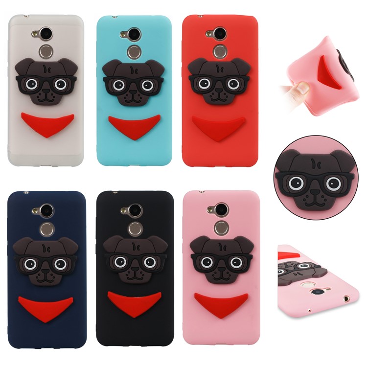 Cute 3D Dog Pattern TPU Back Case for Huawei Honor 6A / 5C pro - Black-7