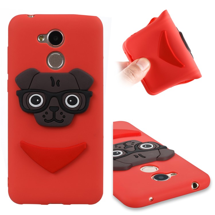Cute 3D Dog Pattern TPU Back Shell for Huawei Honor 6A / 5C pro - Red-1