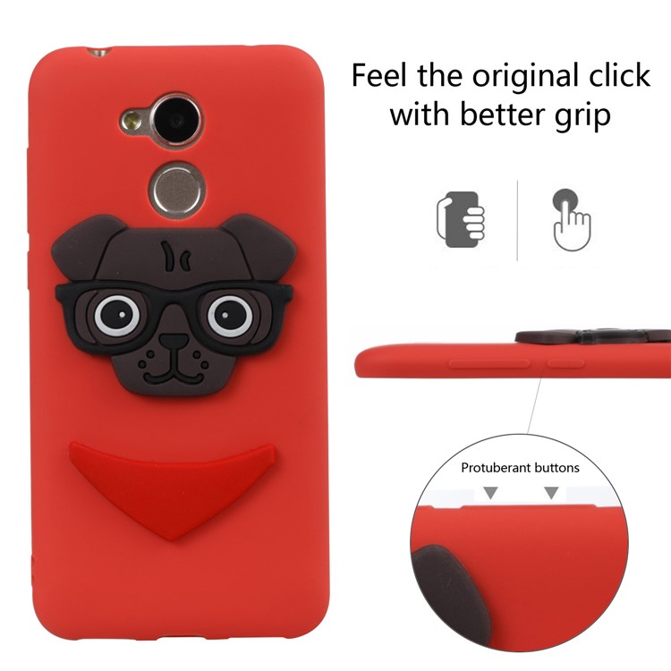 Cute 3D Dog Pattern TPU Back Shell for Huawei Honor 6A / 5C pro - Red-3