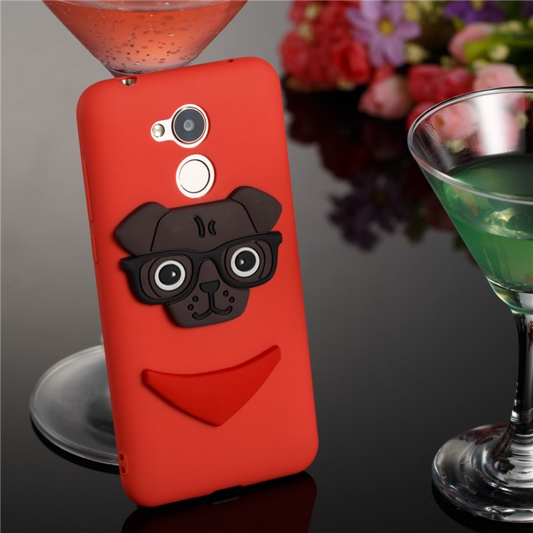 Cute 3D Dog Pattern TPU Back Shell for Huawei Honor 6A / 5C pro - Red-4