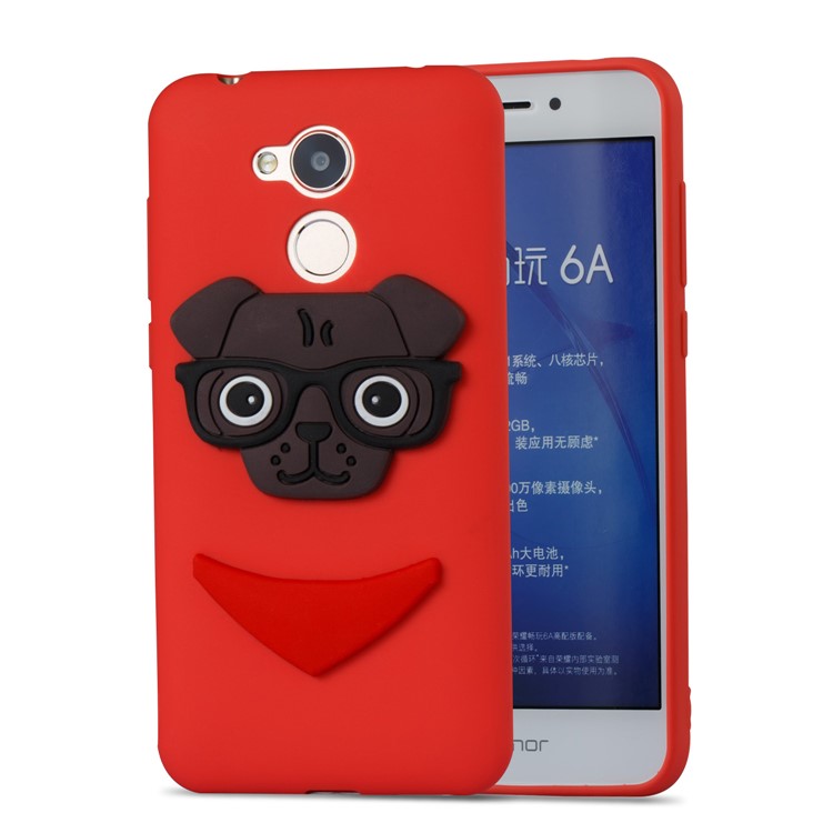 Cute 3D Dog Pattern TPU Back Shell for Huawei Honor 6A / 5C pro - Red-5
