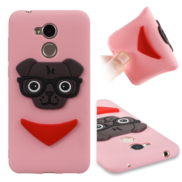 Cute 3D Dog Pattern TPU Phone Case for Huawei Honor 6A / 5C pro - Pink-1