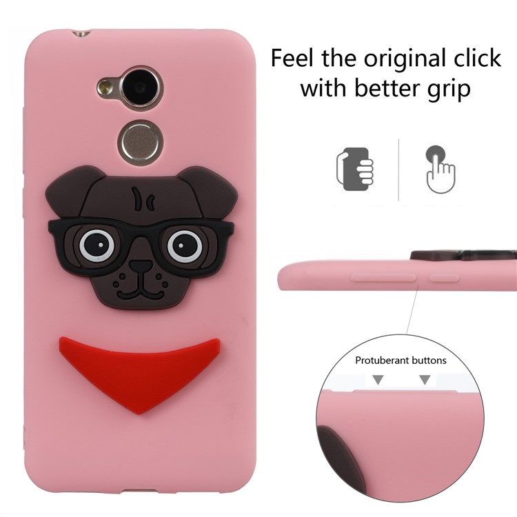 Cute 3D Dog Pattern TPU Phone Case for Huawei Honor 6A / 5C pro - Pink-3
