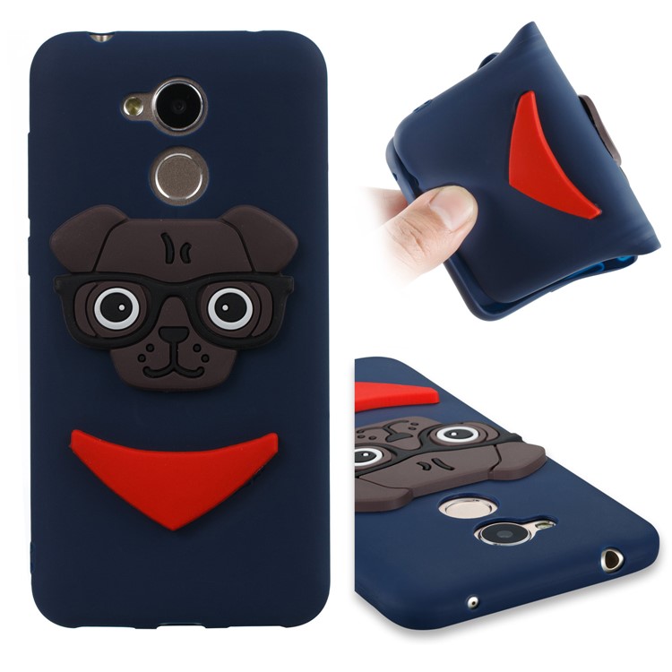 Cute 3D Dog Pattern TPU Cell Phone Cover for Huawei Honor 6A / 5C pro - Dark Blue-1