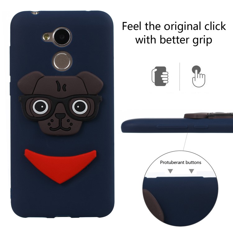 Cute 3D Dog Pattern TPU Cell Phone Cover for Huawei Honor 6A / 5C pro - Dark Blue-3