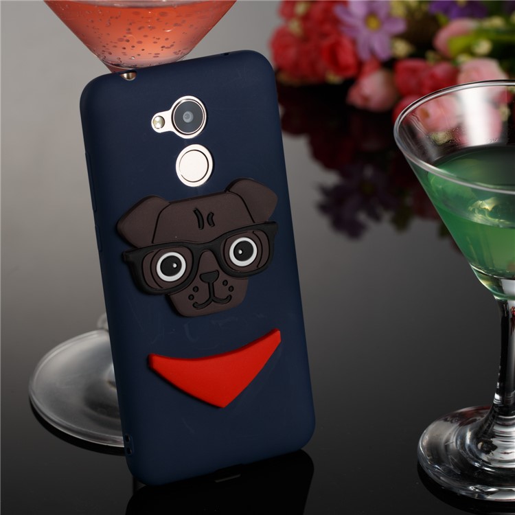 Cute 3D Dog Pattern TPU Cell Phone Cover for Huawei Honor 6A / 5C pro - Dark Blue-4