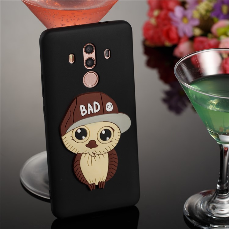 Cute 3D Male Owl TPU Soft Phone Case for Huawei Mate 10 Pro - Black-4