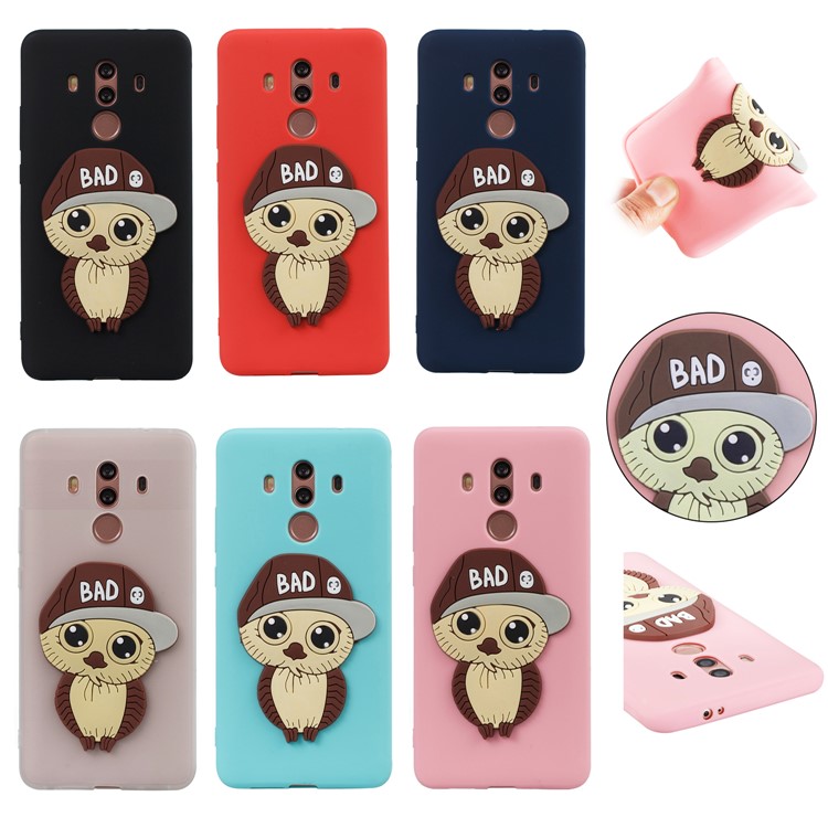 Cute 3D Male Owl TPU Soft Phone Case for Huawei Mate 10 Pro - Black-7