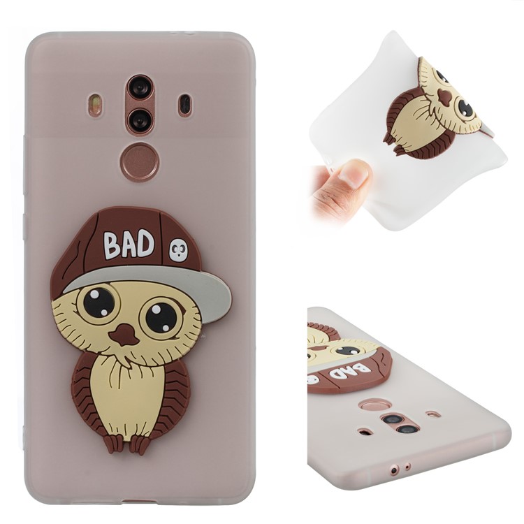 Cute 3D Male Owl TPU Soft Phone Cover for Huawei Mate 10 Pro - White-1